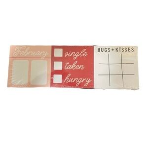 Valentine's Day Themed 3 Pack 4" Wood Block Sign Set w Writable Dry Erase Front~
